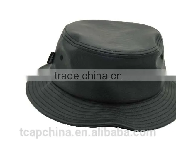 Custom Black Snake Leather Bucket Hat Wholesale photo-2