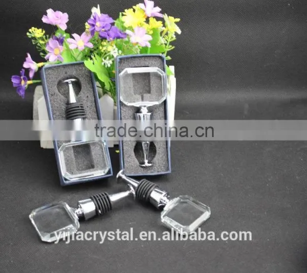 Factory Directly Sale Best Quality Square Cube Crystal Wine Stopper for Wedding Gift photo-3