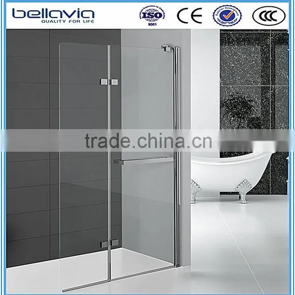 Frameless Hinge Glass Shower Screen With Towel Bar 6582D