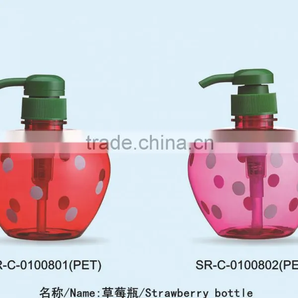 500ml Strawberry Shaped Dot Body Lotion Spray Bottle Shampoo Plastic Empty Container photo-5