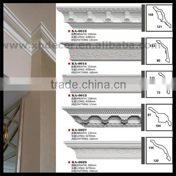 Easy Installation Painted Grade Polyurethane Cornice Mouldings pu Moulding