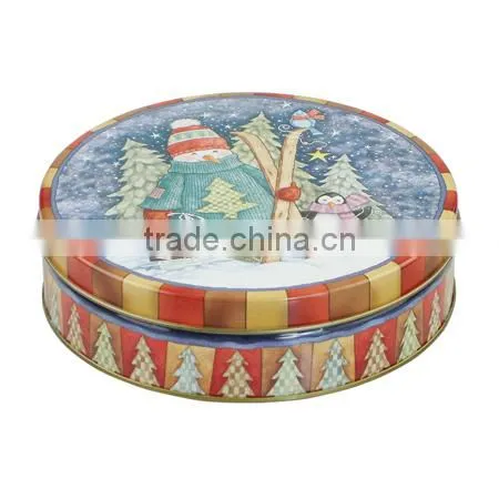 Christmas Cookie Tin Box, Round Tin Can Set for Christmas photo-3