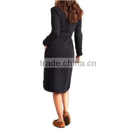 Womens Cotton/polyester Blend Duffield Robe--Black photo-2