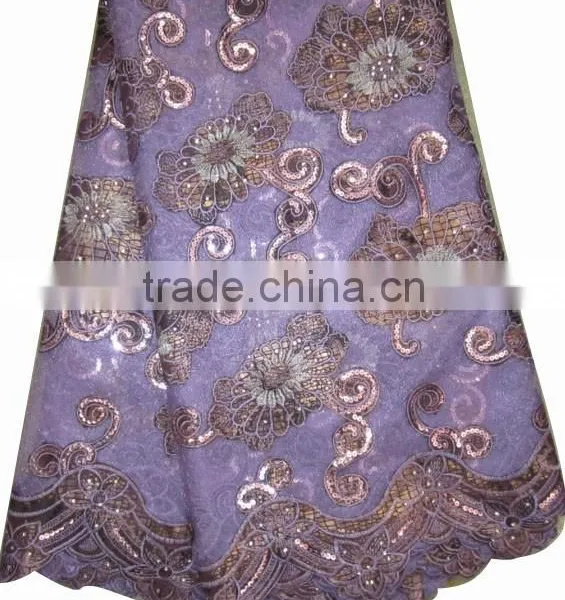 African Organza Lace With Sequins Embroidery CL8101-2purple