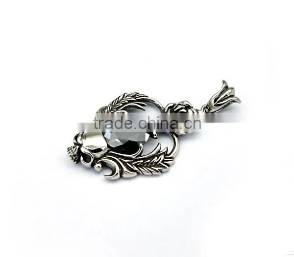 Classic Mens Hiphop Jewelry Never Fade Stainless Steel Crystal Skull Pendant Charm photo-3