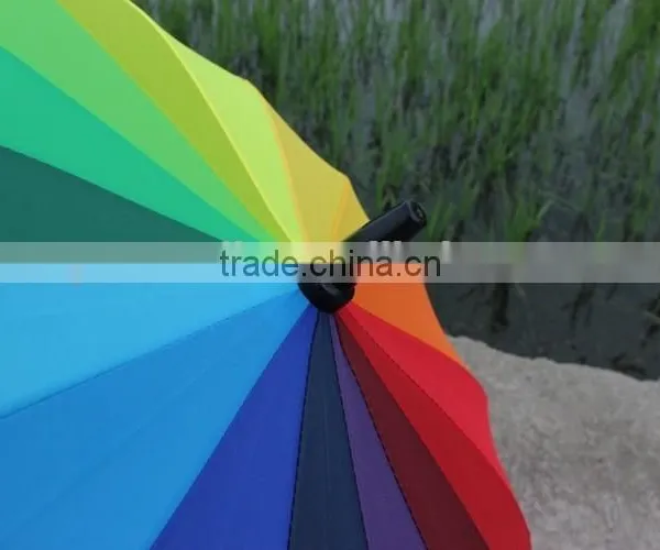 Yiwu Straight and Super Strong Rainbow Umbrella With Nylon Material Umbrella for Adult,rainbow Colorful Umbrella photo-3