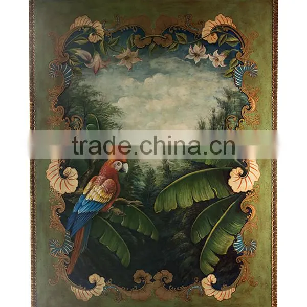 Hand Painted Wood Wall Painting, Floral Art Painting Wall Picture, Solid Wood Carved Decorative Wall Art photo-3