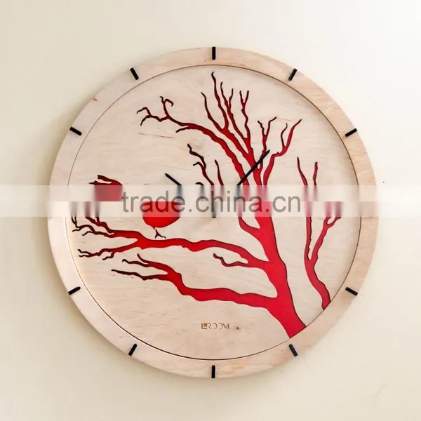 Modern Wall Clock "Bird", Large Wall Clock, Wooden Clock, Wood Decor White Bird Interior, Plywood, Handmade Clock photo-2