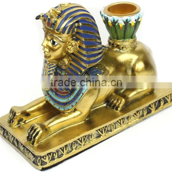Polyresin Sphinx, Egyptian Goddess Antique Candle Holder photo-2