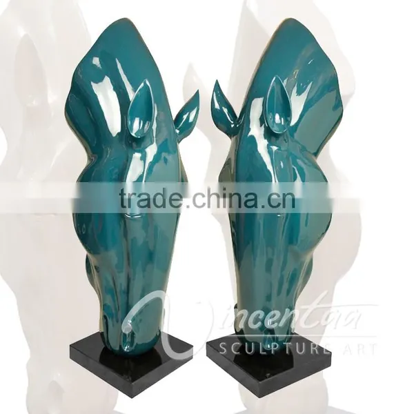 Art Deco Riproduzioni High Quality Fiberglass Head Horse Statue for Sale photo-5