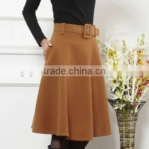 New Arrival Autumn Winter Wool Skirt for Women Long Skirt High Waist Pleated Skirts Women photo-4