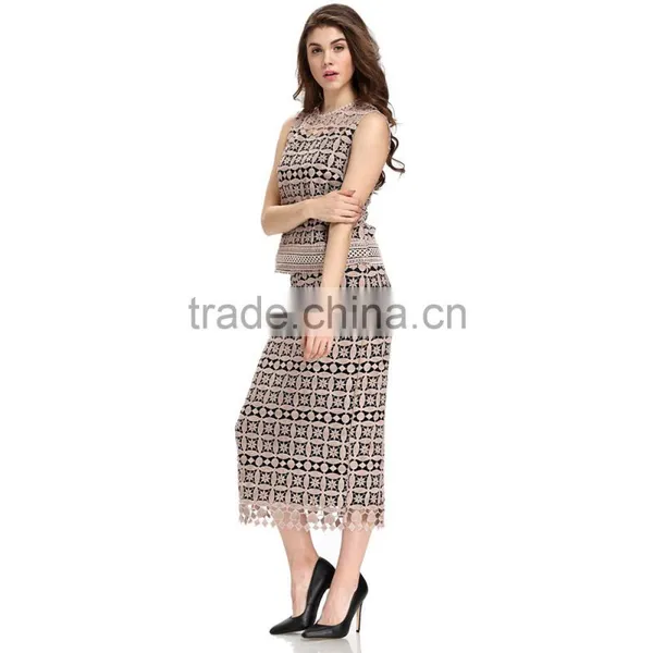 Domin Fashion Lady Lace Blouse & Top 2pcs Set photo-5