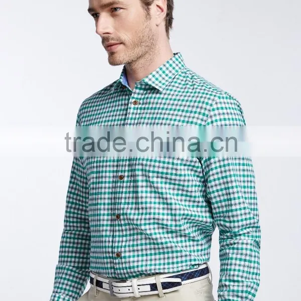 New Design Small Checked Blends Cotton Men Shirt SL0074 photo-2