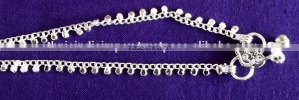 SILVER TONE PAISLEY Chain Payal ANKLETS Feet Bracelet PAIR photo-2