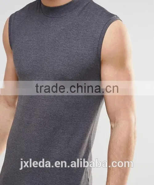 Custom Charcoal Turtleneck Sleeveless Muscle T-shirts, Sports Tank Tops Men OEM photo-3