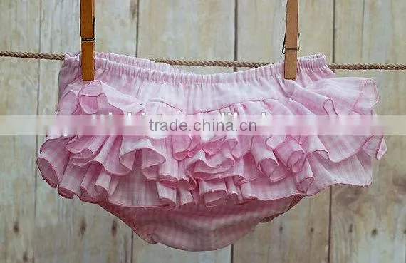 New Design Kids Boutique Clothing Baby Cotton Diaper Cover Bloomers Baby Girl Soft Gingham Underwear Ruffle Shorts photo-2