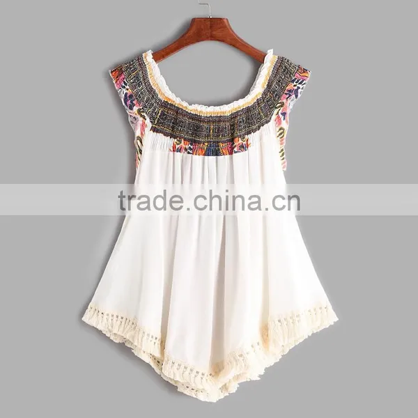 2017 Fashion Design Summer Tassel Women Sleeveless Blouses photo-2
