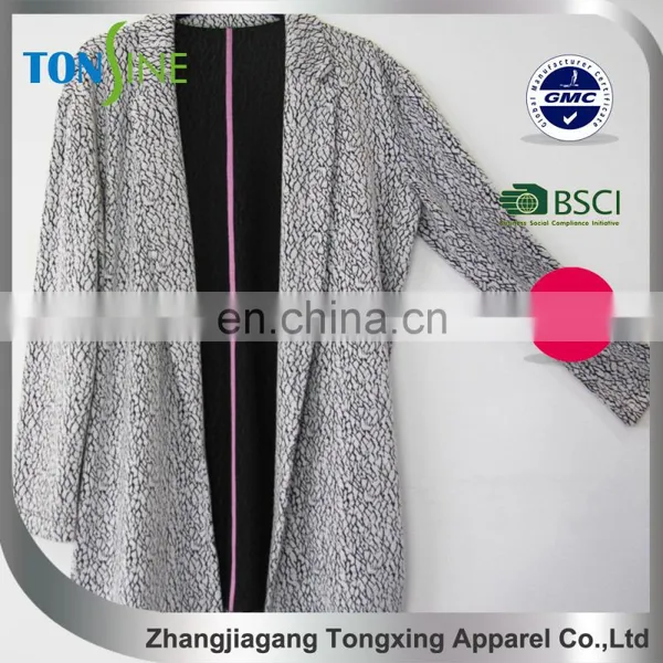 Women's Casual Jacquard Coat With Pocket photo-3