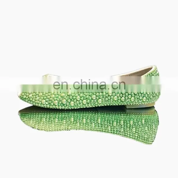 Green Pearl Bridal Classic Open /peep Toe Flats Offer Drop Ship photo-2