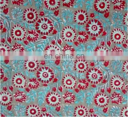Handmade Pure Cotton Block Printed Fabric Jaipuri Sanganeri Textile From India / Fabric / 100% Cotton Fabric