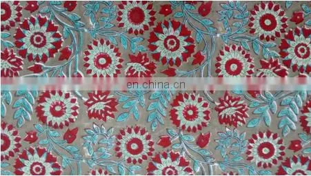 Handmade Pure Cotton Block Printed Fabric Jaipuri Sanganeri Textile From India / Fabric / 100% Cotton Fabric photo-3