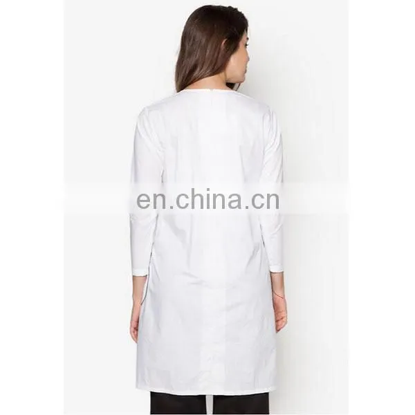 New Arrival Side Slit Tunic With Leather Cord Fashion Long Sleeve Muslim Top photo-4