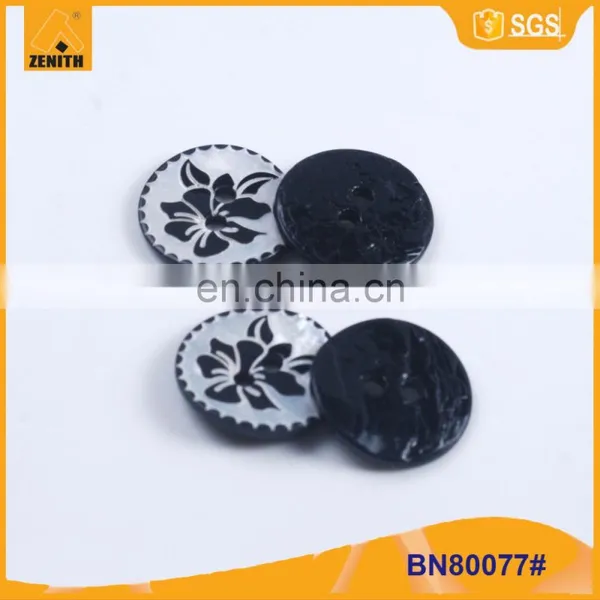 Custom Carving Natural Agoya Shell Button With Printing Flower BN80077 photo-2
