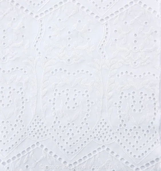 Embroidered Design Cutwork Border Voile Embroidery Cotton Lace Fabric photo-2