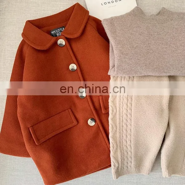2344 Baby Girls Boutique Clothing Winter Turndown Collar Woolen Coat photo-6