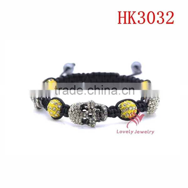 Fashion Punk Rock Crystal Jewelry Golden Rhinestone Skull Bracelet