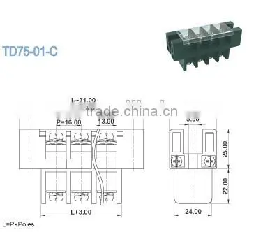 Termin Block 16.0mm Pitch Perforation Through Panel Terminal Block Connector 600V 75A photo-2