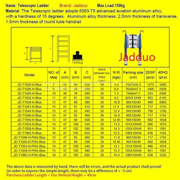 Single Blue Telescopic Ladder With Hook photo-2