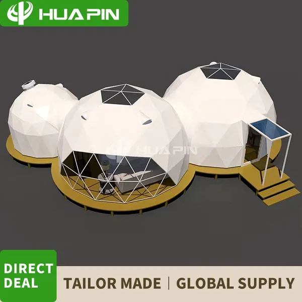 One Bedroom, One Living Room, One Bathroom Hotel Homestay Tent 6-meter+6-meter+3-meter Connected Spherical Starry Sky Tent Interior Soft Decoration photo-2