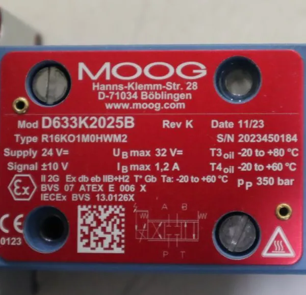 D633K2025B R16KO1M0HWM2 Hydraulic Valve Moog MOOG Servo Valve