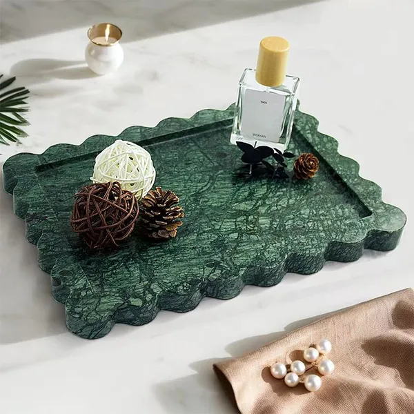 Popular Scalloped Green Marble Tray photo-5