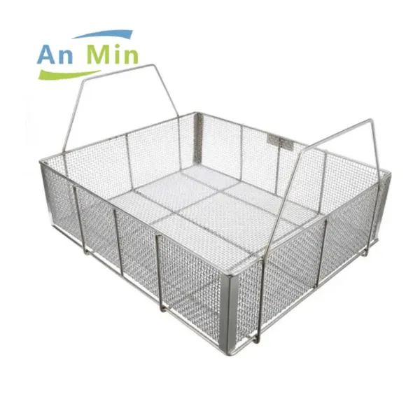 Stainless Steel Ultrasonic Cleaning Large-hole Disinfection Mesh Basket With Perforated Mesh Basket 20x15x10cm Storage Basket