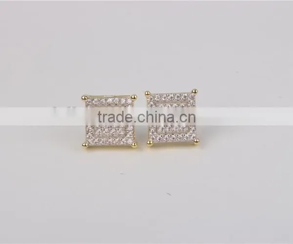 Hip Pop Jewelry Fashion Stud Earring 925 Silver Square Shape photo-3