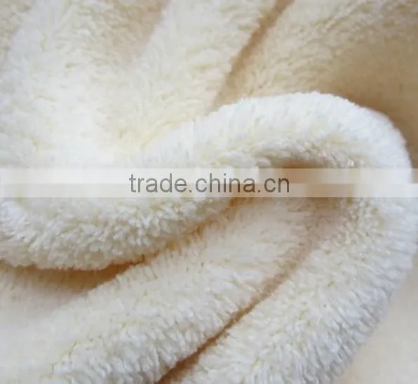 White Color 100% Polyester Two Brush Heavy Weight Soft Feeling Fleece Fabric Quality Choice