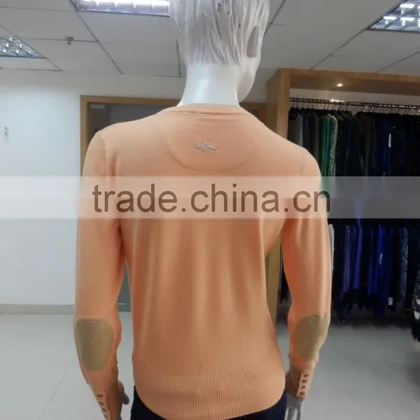 Women v Neck Long Sleeve With Fake Leather Patch on Elbow 2016 Fall/winter Pullover Sweater photo-2