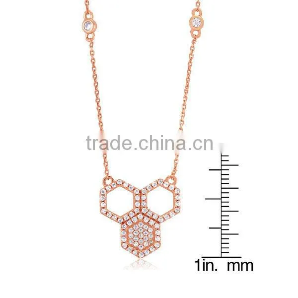 Fashion Purple Rose 925 Sterling Silver Ladies 3 Tiered Moon Crest Necklace photo-2