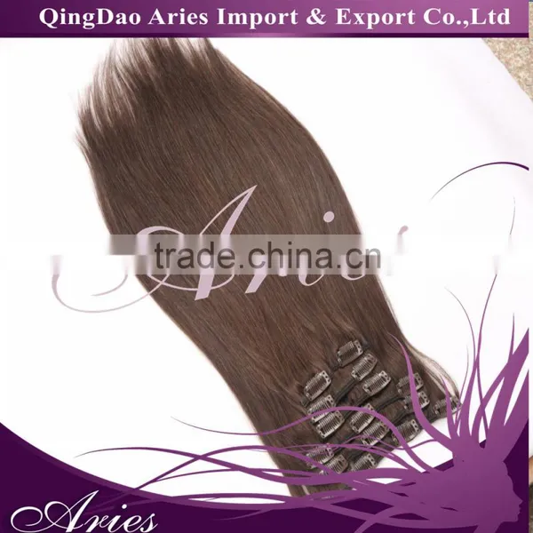 Remy (Remi) Human Hair Clip in Extensions Brown photo-5