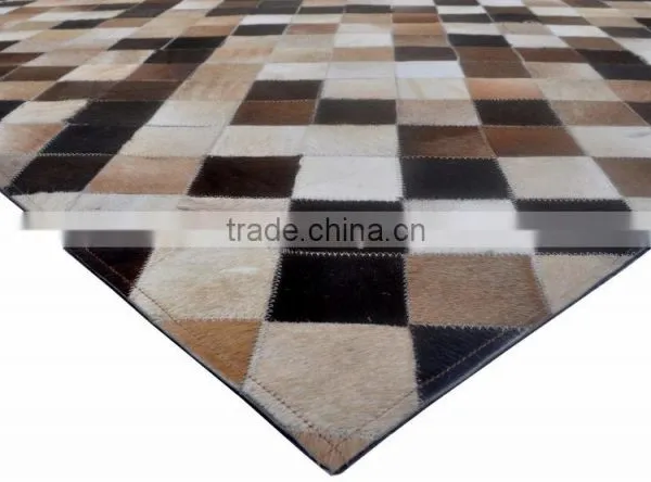 Patchwork Hair-On Cowhide Leather Rug PL-343 photo-2