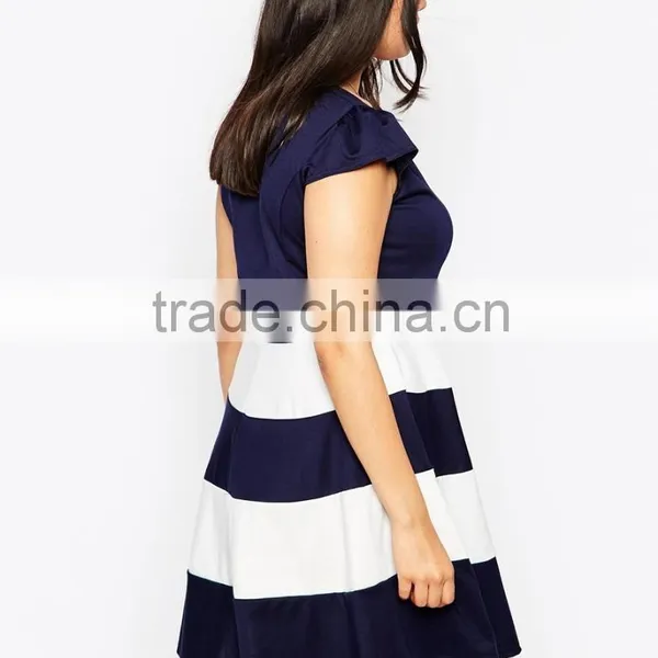 Latest Design Striped Dress Plus Size Clothing for Fat Women photo-2