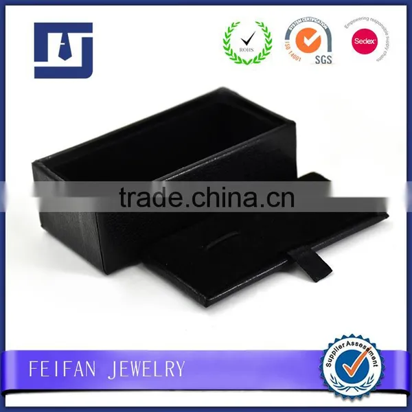 Stock Wholesale Cufflinks Rectangle Box of High-grade Black Cufflinks Box photo-2