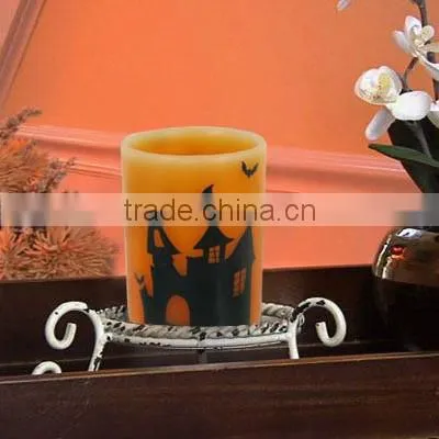 Artificial Decal Led Wax Candle With Pattern for Home, Party Decor