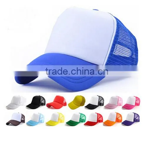 Wholesale Yupoong 5 Panel Foam Mesh Trucker Cap/Hat Custom Colorful Blank Trucker Cap