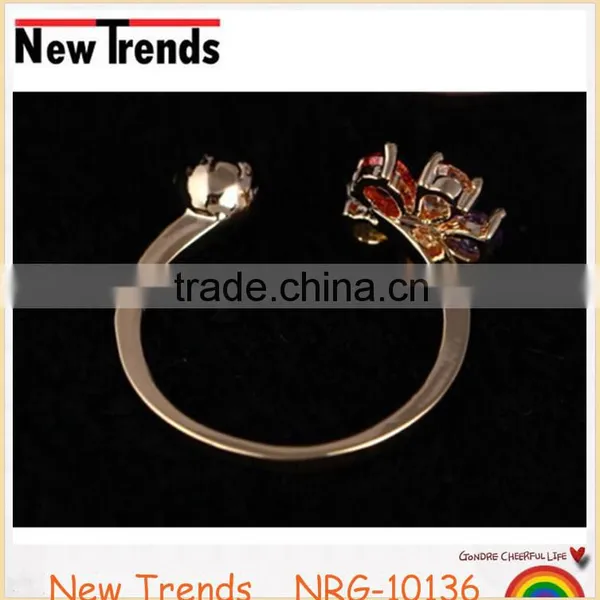 Rose Gold Plated Flower Design Zircon Engagement Ring photo-5