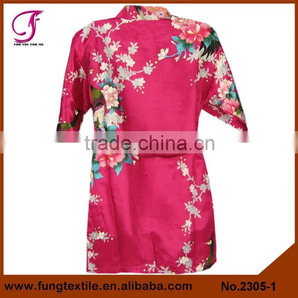 2304 Wholesale Children Peacock Pattern Silk Satin Robe photo-6