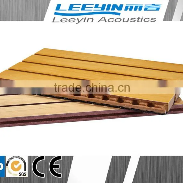 Green Decorative Wall Covering Wooden Grooved Acoustic Panels photo-2
