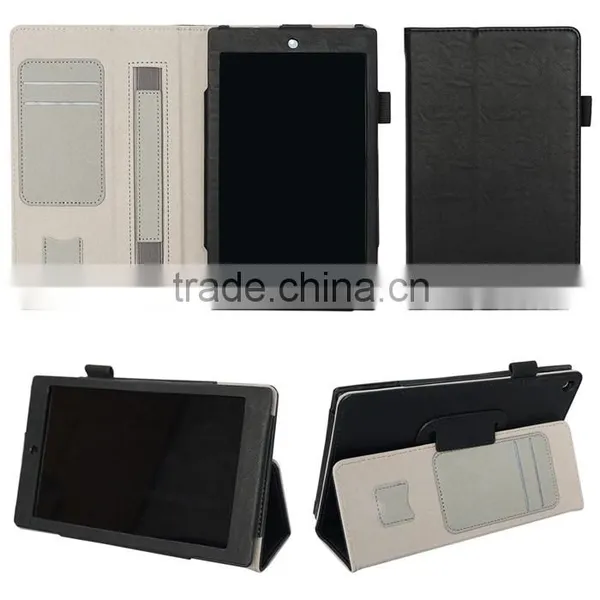 Factory Direct Pricing Cow Leather Covers Multifunctional Case for Kindle Fire HD 8(2015 Version) With Built in Stand,Hand Strap